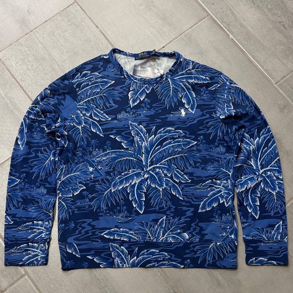 Polo by Ralph Lauren Men's Navy Leaf Print Sweater